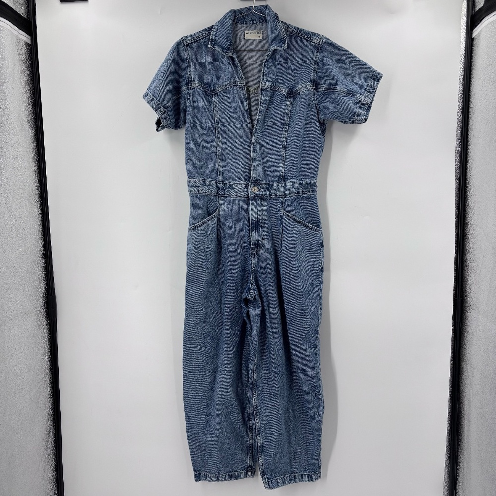 Free People Marla Wide Leg Trouser Jumpsuit Barrel Leg Size Medium